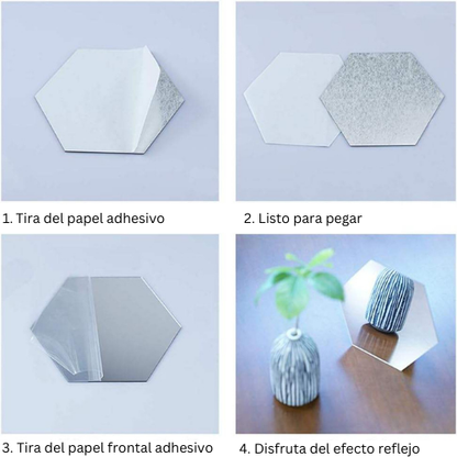 Espejos hexagonales adhesivos