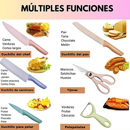 Juego de 6 cuchillos de cocina profesionales