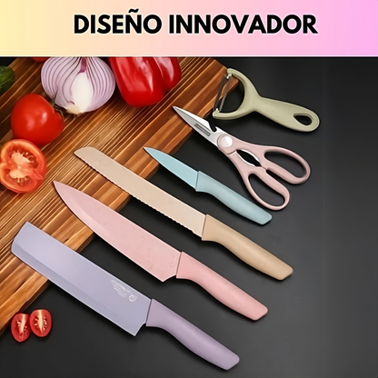 Juego de 6 cuchillos de cocina profesionales